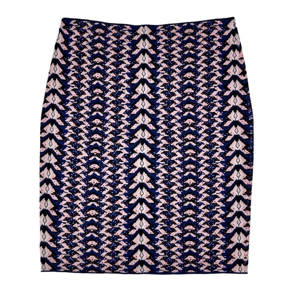 RACHEL ROY GEO PRINT JACQUARD CORNFLOWER PINK KNIT STRETCH PULL ON PENCIL SKIRT - Picture 3 of 11